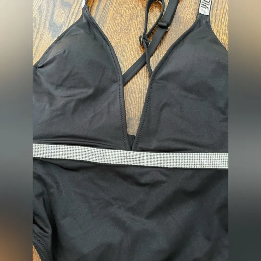 Victoria Secret Bathing suit Size M SWIM Shine Plunge One-Piece Swimsuit